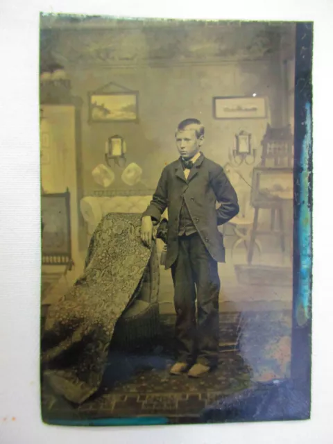 1860s Young Man Boy Tin Type Antique Photo Portrait Member of Gray Family PA