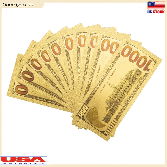 10X President Donald Trump $1000 Dollar Bill Gold Foil Banknote For Collection