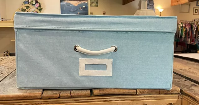 Pottery Barn PB Teen Kids Canvas Storage Organize Under Bed Large Bin - Aqua Pottery Barn PB Teen Kids Canvas Storage Organize Under Bed Large Bin - Aqua