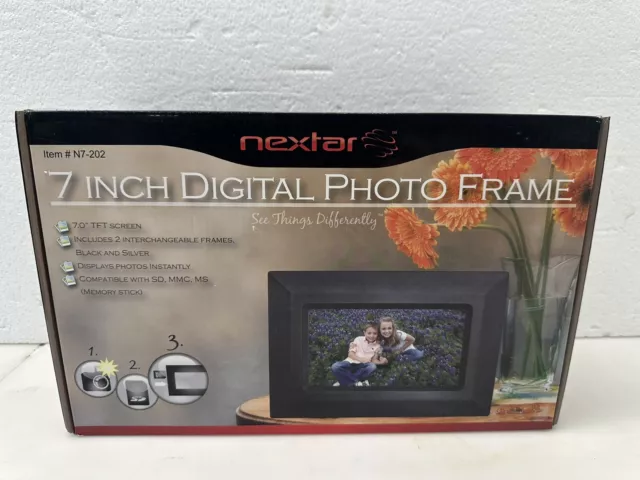 Nextar 7" Digital Picture Frame.  Never Used. Black & Silver Frames