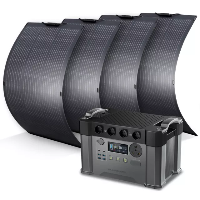 ALLPOWERS  Tragbarer Powerstation 2400W mit 4X100W Solarpanel Solar Generator RV