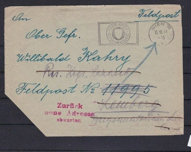 German Cover Fieldpost Wien 76 Cancel And Slogan Cancel Ref 4994