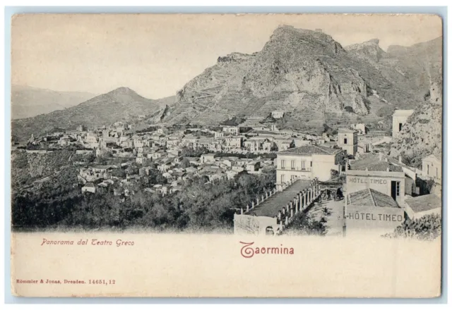 c1905 Panorama Dal Teatro Greco Hotel Timeo Taormina Sicily Italy Postcard