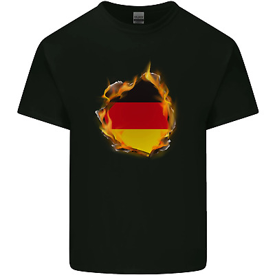 La Bandiera Tedesca Germania Effetto Fuoco da Uomo Cotone T-Shirt Tee Top