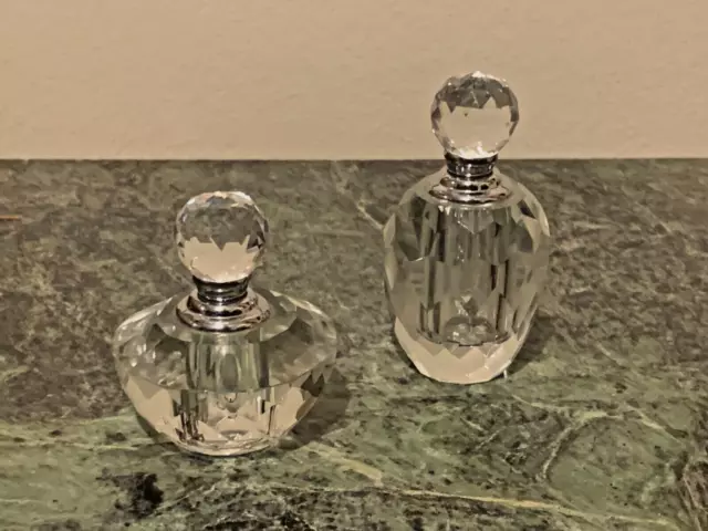 Pair of beautiful Rosenthal Spherical Hand cut Crystal perfume bottles, Marked