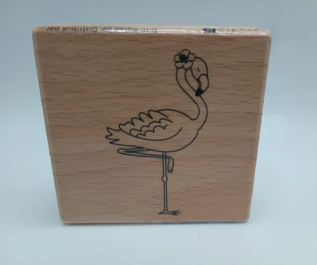 Flamingo Rubber Stamp 2.5" Wood Mounted Tropical Bird Craft