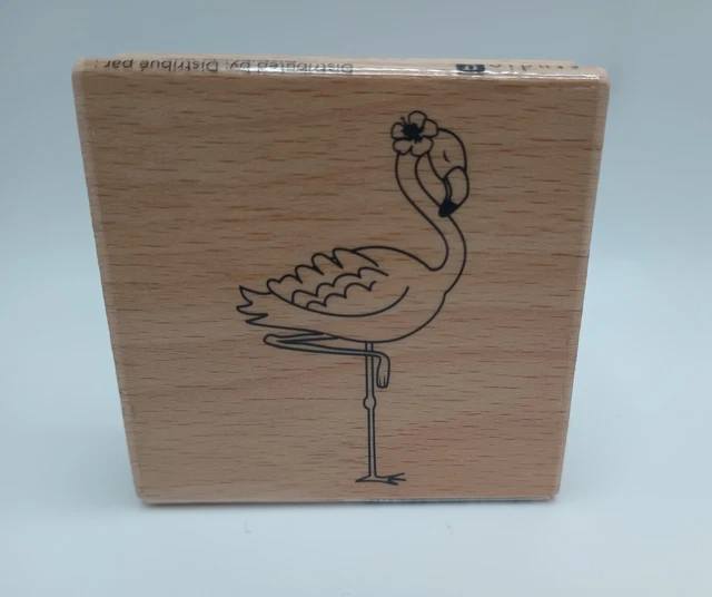 Flamingo Rubber Stamp 2.5" Wood Mounted Tropical Bird Craft