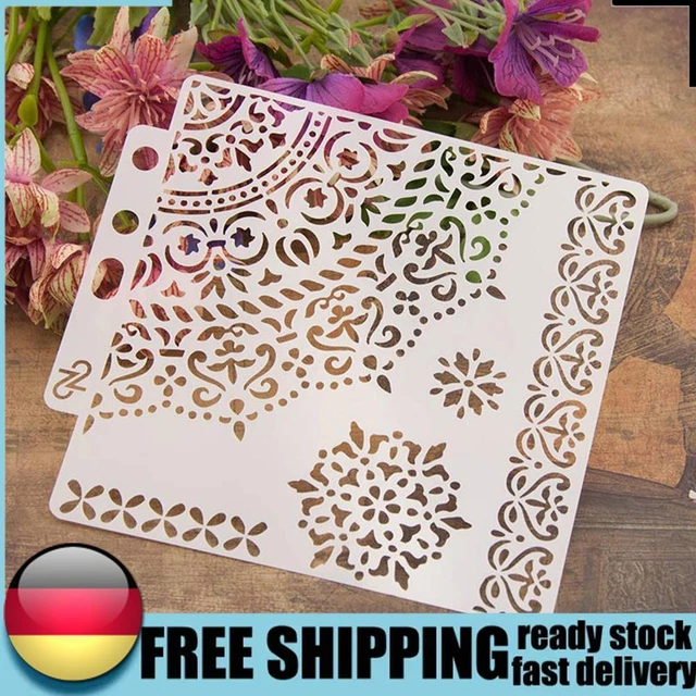 Hágalo usted mismo Plantillas de café con flores plantillas para hornear pastel libro de recortes pintura decoraciones DE