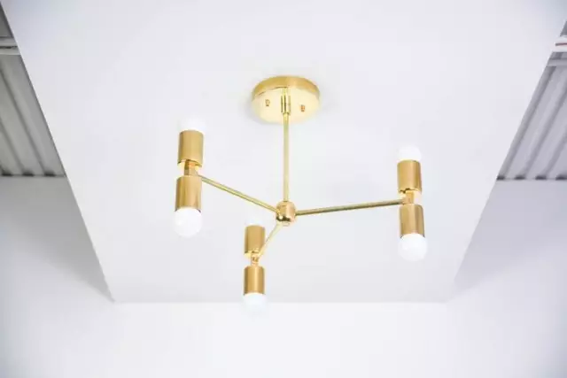 Modern Chandelier Lighting Brass Sputnik Light Mid Century Industrial Lighting