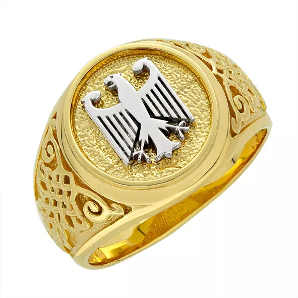 Herrenring aus Gold Siegelring mit Deutschem Adler Goldring Ring Handarbeit