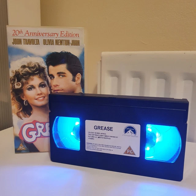 GREASE (1978) LED VHS Tape Lamp Light Birthday Xmas Gift Ideas Retro
