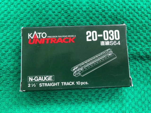 KATO N Scale Unitrack, 10 Piece Box, 20-030, S64, 2 1/2” Straight, NEW