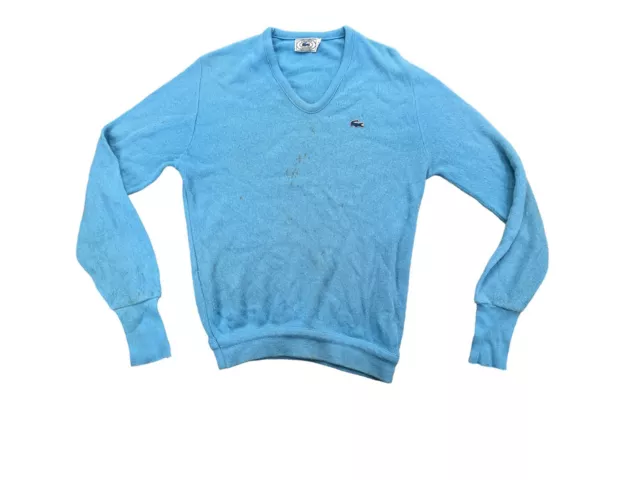 Vintage Izod Lacoste Sweater Men's Medium Navy Blue Cardigan V-Neck Acrylic
