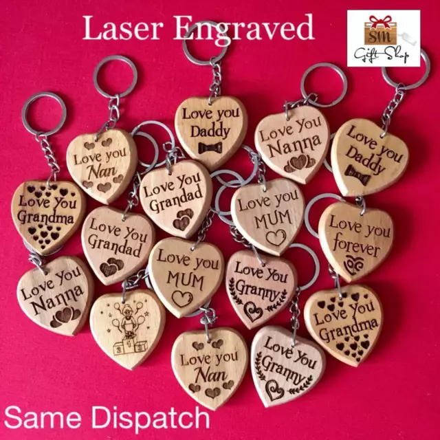 Birthday Gifts Daddy Mum Grandad Grandma Keyrings & Keychains Wooden Gifts