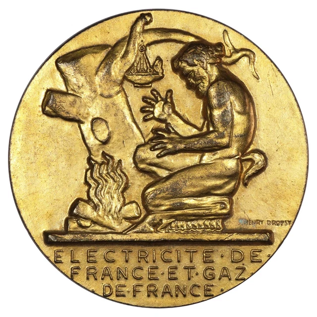 Médaille EDF-GDF 30 Ans De Service - Bronze Argenté - XXe Siècle