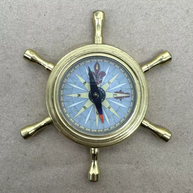 S EMERY SALEM Brass Ships Wheel Compass Paperweight by AM Authentic Models India