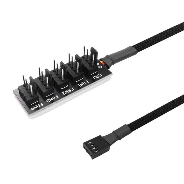 Estink PC Ventilator Hub, 5-weg 4-PIN/3-pins PWM Splitter Kabel, CPU Koeling Splitter voor Desktop Computer Koelbehuizing Ventilator, 15 inch