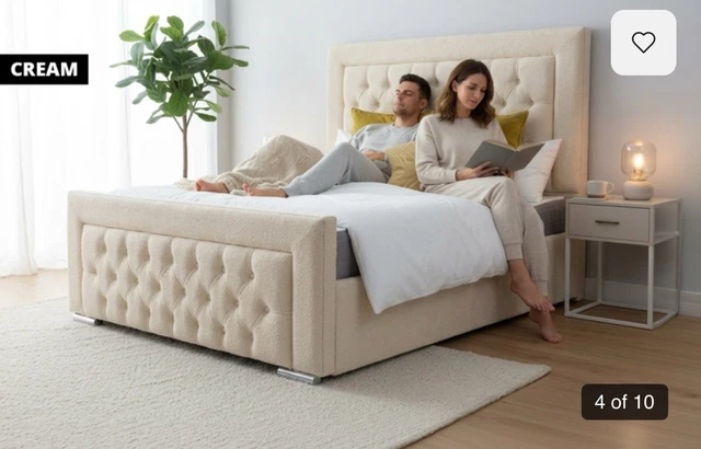 Velvet Collapse NEW DOUBLE VELVET Bed Frame with Headboard & Footboard Pink/Cream £52. ...