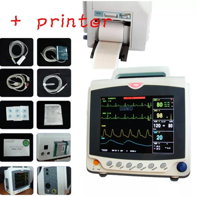 CMS6000C+Printer Patient Monitor ECG NIBP SPO2 RESP TEMP PR Vital Signs Monitor