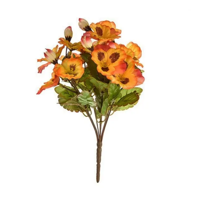 Artificial Pansy Bush Small Orange 30cm/12 Inches Tall