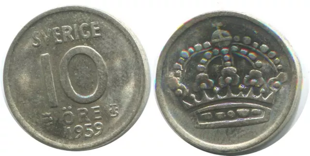 10 ORE 1959 SCHWEDEN SWEDEN SILBER Münze #AD031.2.D
