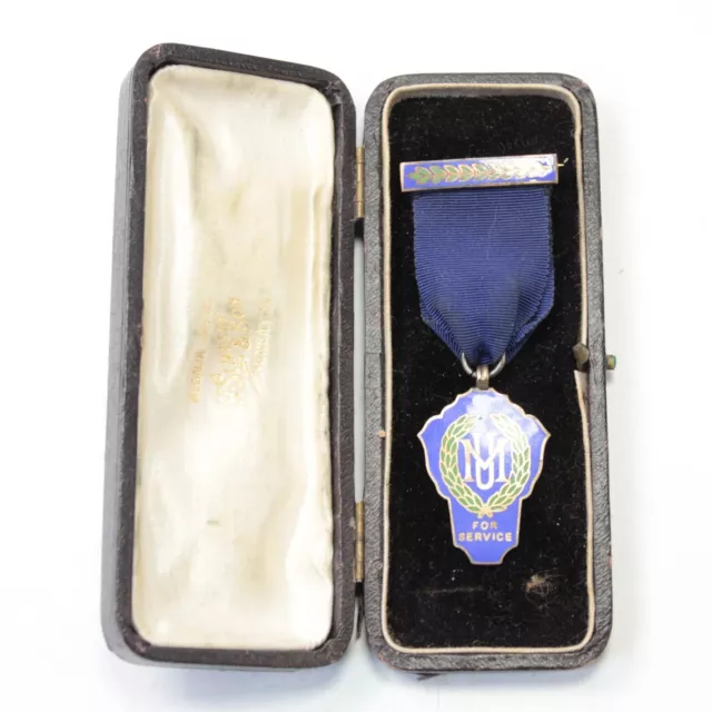 Burton On Trent Loyal Blackhall Branch MU silver & enamel medal 1937 Oddfellows