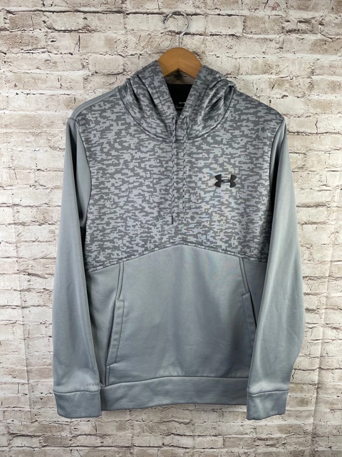 Under Armour ColdGear Mens Medium Loose Fit Gray Camo Hooded Sweatshirt Hoodie