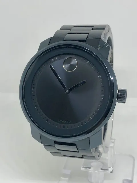Preowned Movado Bold $795 Men’s 42mm Gunmetal Blue Swiss Made Watch 3600296