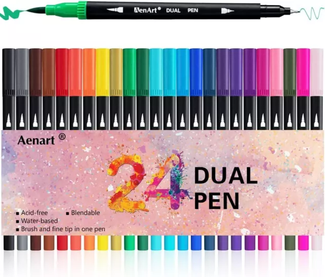 MISDUWA Rotuladores lettering 36 colores, punta fina, brush pen