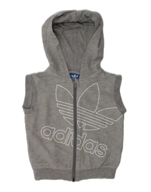 ADIDAS Baby Boys Graphic Sleeveless Zip Hoodie Sweater 18-24 Months Grey AW49