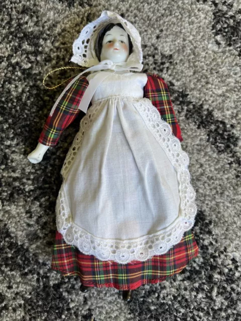 Vintage Country Porcelain Christmas Doll Ornament