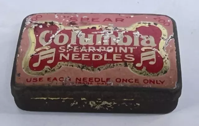 Vintage Columbia Spearpoint Gramophone Needles Tin With contents 47 x 35 mm