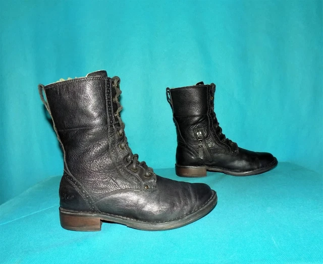 bottines boots UGG en cuir noir fourrée pointure 37 EUR  ou 4 UK
