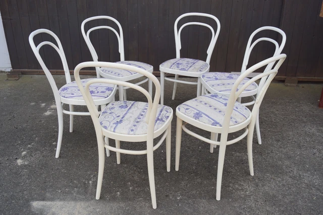 Sedie Sala Pranzo Vintage Camera di Caffè 6x Bugholz Bianco 60er Shabby Chic