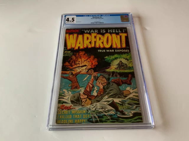 Warfront 5 Cgc 4.5 Violent Blood Bleeding Cover Pre Code War Harvey Comics 1952