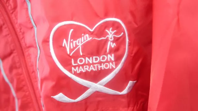 Virgin London Marathon Jacket Adults Large Red Windbreaker Nylon Coat Mens 3