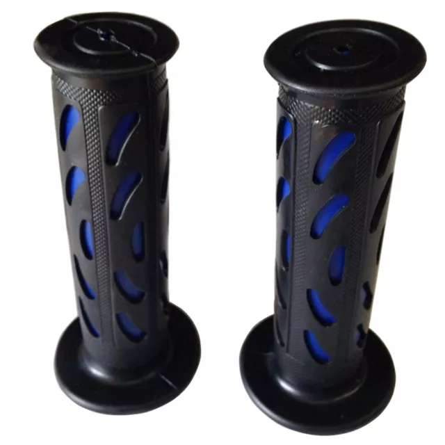 7/8"  Bean Style Engraved Blue Hand Grips For HONDA CBR 600 ATV QUAD JET SKI