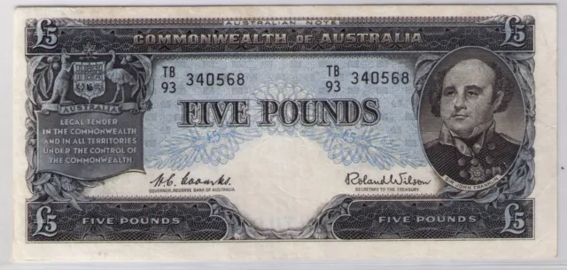 Australia 1960 Five Pounds £5 Coombs / Wilson, R50 - VERY Fine