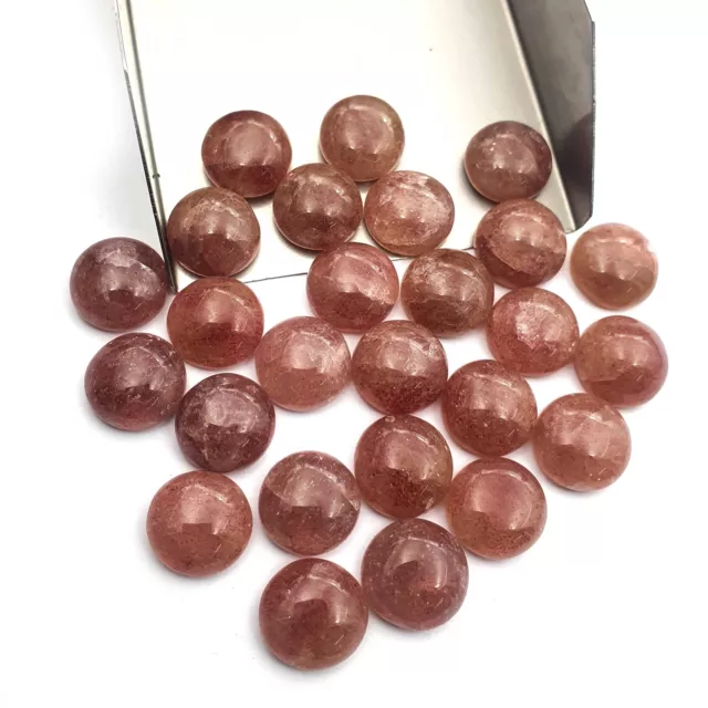 Naturel Fraise Quartz Rond Cabochon Desseré Gemme Lot 16 Pièces 13 MM 118 CT