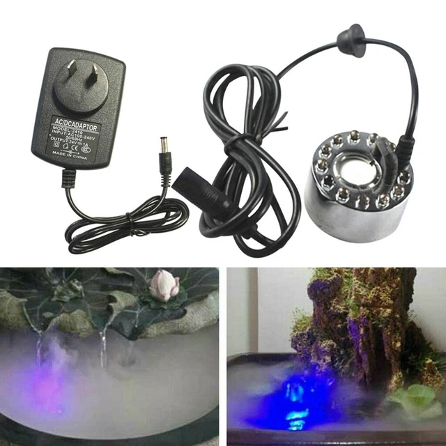 Nuovo Mist Maker Interno Fontane 12 LED Nero Nebbia Stagno Nebbia Macchina