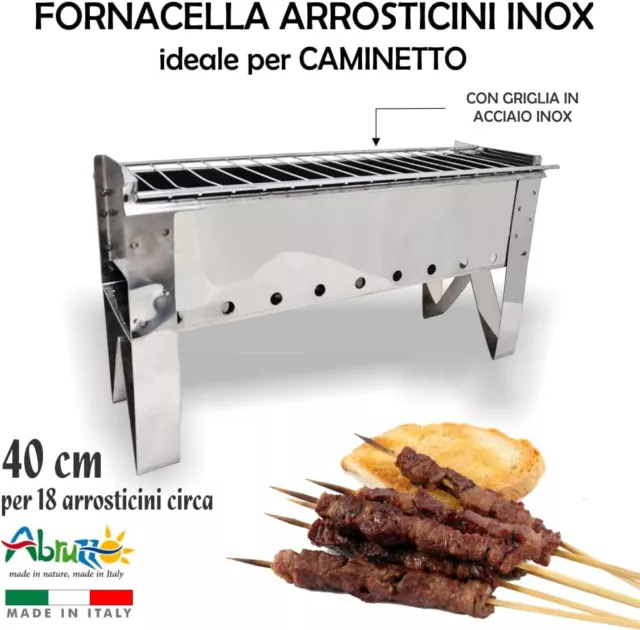 Canalina Cuoci Arrosticini in Acciaio Inox con braciere Miami Grill 80+40 cm