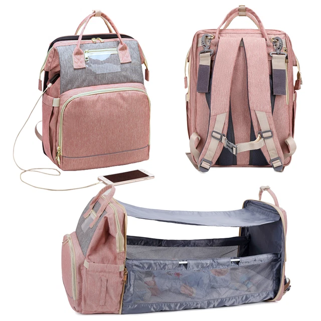 Travel Bassinet, With Portable Baby Bed, Diaper Bag, Backpack with USB 6