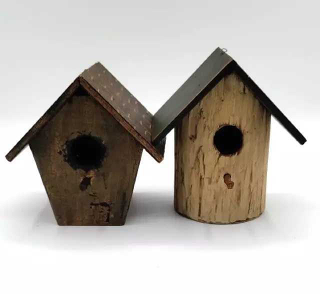 Vintage Handmade Miniature Birdhouses Lot Rustic Decor Country Cute