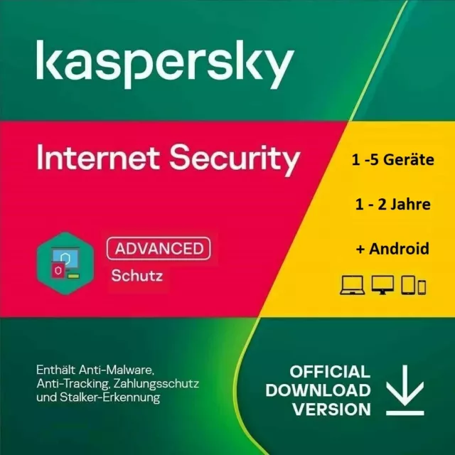 Kaspersky Internet Security 2024 1, 2, 3, 5,10 PC Geräte 1 oder 2 Jahre