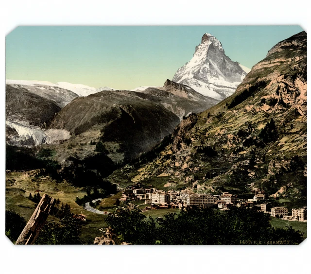 Tirage Albuminé Vintage Suisse 1885 - Le Cervin Vu Du Lac Noir - Format 20x27 Cm