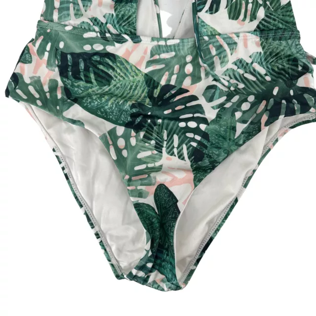 LA Hearts One Piece Swimsuit Palm Leaf Low Cut Keyhole Size M Bohemian Beach 3