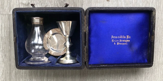 Jones & Willis  Silver & Glass Travel Communion Set