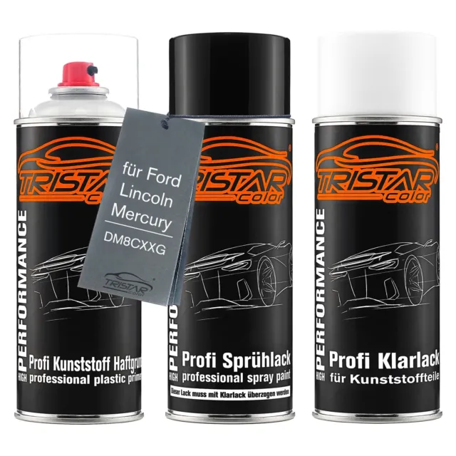 Lack Spraydosen Set Kunststoff für Ford Lincoln DM8CXXG Dark Storm Metallic