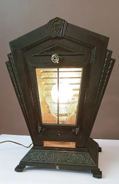 Antique 1920s Art Deco Victorian Cast Iron LARGE Table lamp Light Theater Gatsby