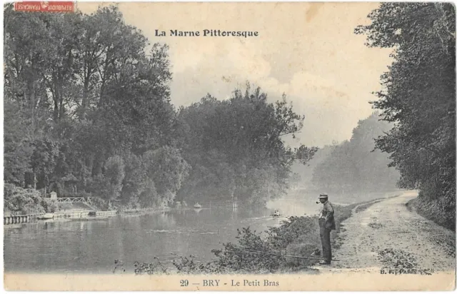 Bry-sur-Marne 94 Le petit Bras CPA written to Mr Voiseux de Perros-Guirec in 1908